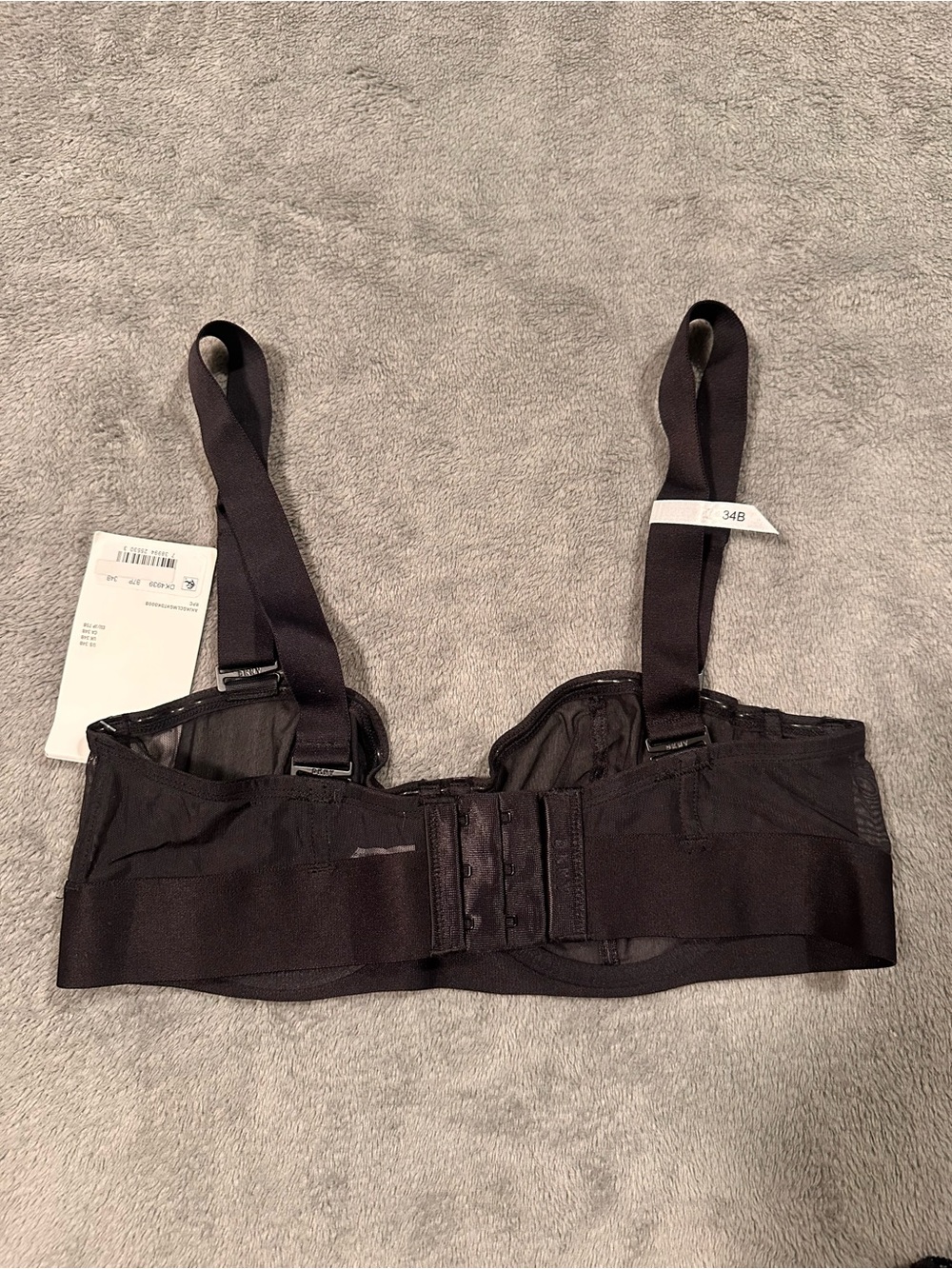 NWT Women’s 3 Piece Lingerie Set - Black Sheer Bra + 2 Thongs - 34B & Size 5 - Picture 5 of 12
